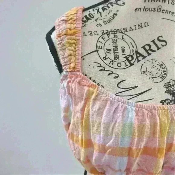 AMERICAN EAGLE | Women's Multicolored Woven Plaid Cropped Bra Cami - Picture 4 of 6